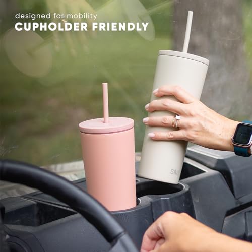 Simple Modern Iced Coffee Tumbler, Insulated | 20oz | Checkered | Reusable Stainless Steel Cup, Travel Mug, Water Bottle with Straw | Cupholder Friendly & Spill Resistant, Checkmate - color: Pattern: Checkmate, size: 20 Ounces