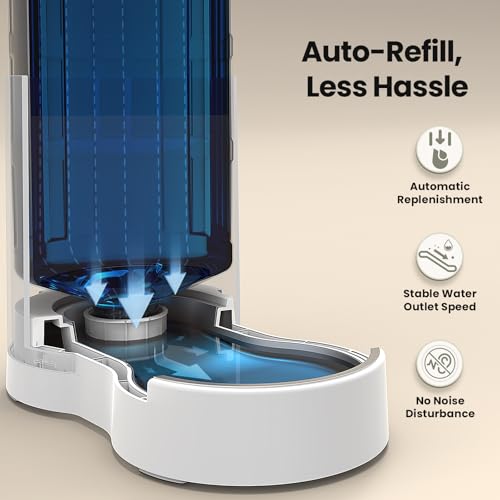 CZPET Automatic 7L Dog and Cat Water Dispenser with Stainless Steel Bowl Gravity Waterer,100% BPA-Free,Large Capacity and Drinking Area Noise-Free for Pets | With Stainless Steel Bowl Gravity Waterer, Large Capacity and Drinking Area Noise-Free for Pets -