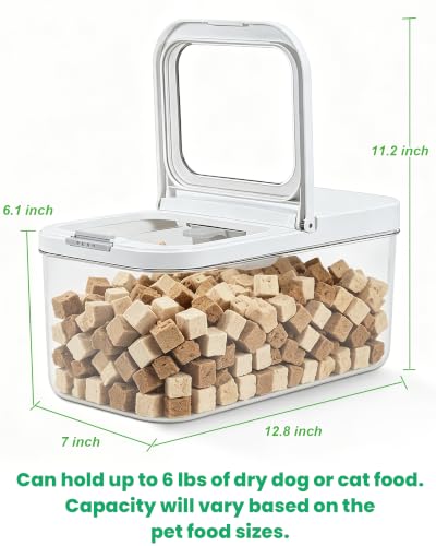 TBMax Pet Dog Cat Food Storage Container 6 Lbs with Airtight Flip-up Lid | One-press Open Lid for Easy Access & Scoop, Airtight Bin Ideal for Pet Food Treat, Small Animal Food Storage, Space-Saving