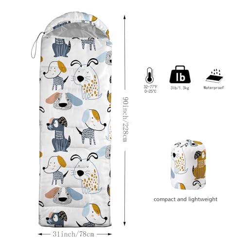 Galaxy Wolf Camping Sleeping Bags Warm & Cool Weather Waterproof Backpacking Blue Purple Starry Sky Sleeping Bag All Seasons Camping, for Adult Kids Boy Girls Camping Gear Equipment, Traveling - color: D-Dog2