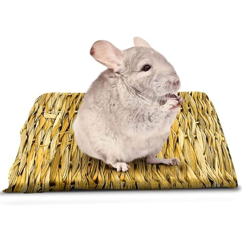 SunGrow Rabbit, Leopard Gecko & Guinea Pig Grass Chew Mat, Hay Bedding, Zip tie to Wire Cage Provide Insulation Cold Weather, Cover Ugly Wire on Cage, DIY Small Pet Runways, Huts