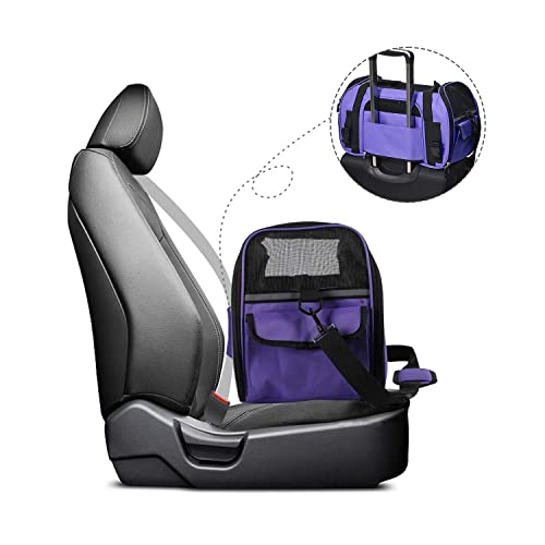 JESPET Soft-Sided Kennel Pet Carrier for Small Dogs, Cats, Puppy, Airline Approved Cat Carriers Dog Carrier Collapsible, Travel Handbag & Car Seat - color: Purple, size: 17.0"L x 9.0"W x 11.5"H