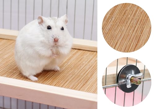 11.8×7.1 Inches Bird Perch Stand Platform, Natural Wooden and Bamboo Small Animals Cage Accessories, Suitable for Parrot Parakeet Cockatiel Rat Hamster Guinea Pig Conure Chinchillas
