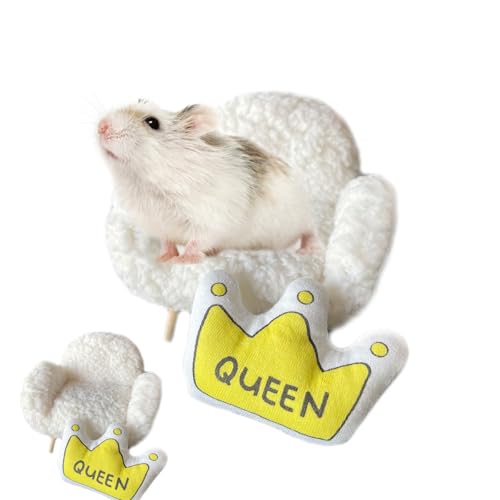 Hamster Mini Cotton Sofa Chair, Small Animal Blue Red Bed Cozy with Pillow, Cage Decor Photo Toys, Relax Habitat House Accessories, Sleep Pad Rest Nest for Hamster, Mice, Rat. (White Sofa) - color: White Sofa