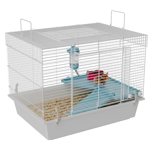 STILLCOVE Small Hamster Cage Indoor, with Water Bottle & Food Bowl | with Platform and Ramp, Heightened Base, Small Animal Houses & Habitats for Rat, Mouse, Gerbil, Dwarf Syrian Teddy Bear Mice