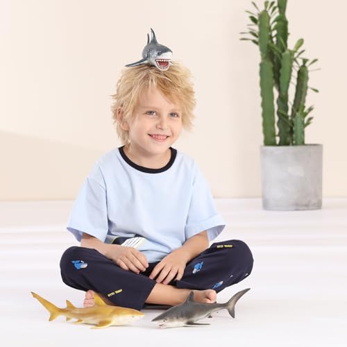 Gemini&Genius Sea Animal Great White Shark & Whale Shark Action Figures Set | Soft Rubber Ocean Sea Animal Marine Animal Model Toys for Kids Swimming, Beach, Bath, Role Playing - color: Great White Shark and Whale Shark
