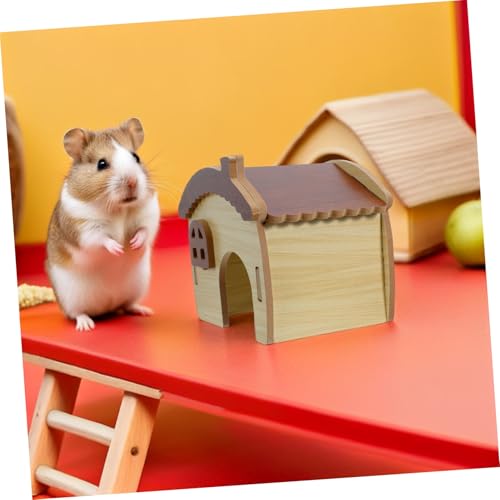Hamster Wooden Hideout Maze House with Removable Platform Indoor Cage Decor for Dwarf Hamsters Gerbils and Mice Small Mammal Shelter