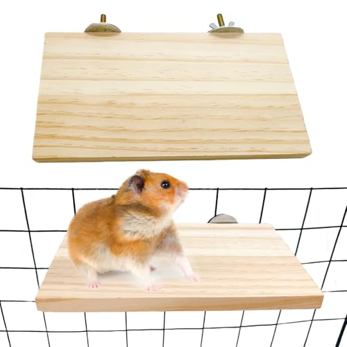 2Pcs Hamster Wooden Ledge Platform 7.5 × 4 inch Rat Stand Platform Chew Toys Cage Accessories for Squirrel Gerbil Suger Glider Rat Hamsters Bird - size: 7.5 × 4 inch