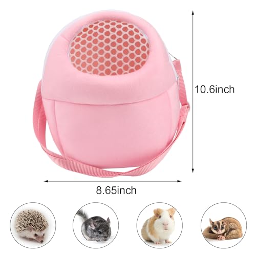 Hypeety Pet Carrier Bag Breathable Portable Travel Backpack for Guinea Pig | Breathable mesh pouch, hands-free sling outgoing bag, secure zipper, for hedgehog/hamsters/sugar glider/chinchilla, pink - color: Pink