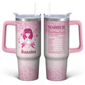 30oz Breast Cancer Awareness Stainless Steel Tumbler with Handle and Straw,Pink Ribbon Mug Cup Water Bottle with Lid and Straw, Patients Survivor Women Gifts - color: Cancer1