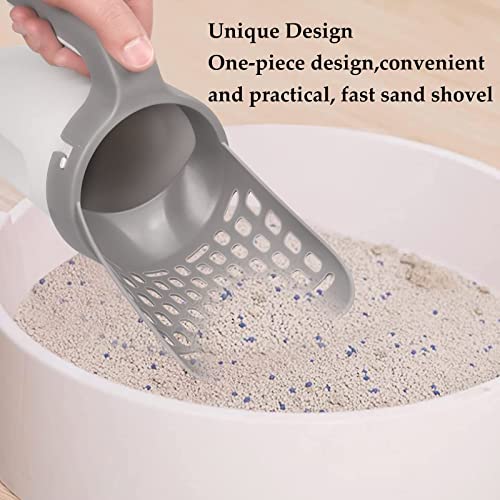 Pooper Scooper for Cat, Cat Litter Scoop with Bags, Integrated Detachable Deep Shovel Holder, Large Capacity Portable - color: White