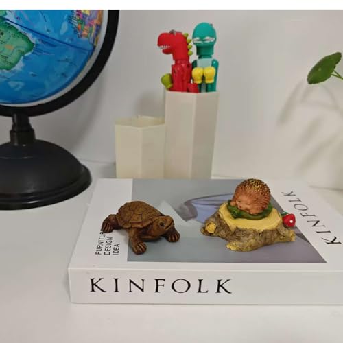 3 pcs Hedgehogs Turtle Statue Stump Sculpture,Fairy Wild Garden Decor Supplies, Cute Outdoor/Indoor Garden Ornament for Patio, Yard, Flower Bed, Home Decoration