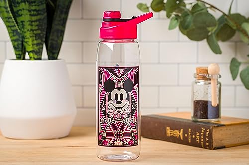 Silver Buffalo Disney 100 Mickey Mouse Hydration Tracker Schedule Water Bottle With Screw-On Lid, 28 Ounces - color: Disney 100 Mickey Hydration Tracker, size: 28 Ounces