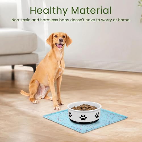 Ptlom Dog Food Mat Anti-Slip Dog Bowl Mats for Food and Water, Waterproof Pet Placemat Prevents Messy Spill to Floor, Silicone Puppy Feeding Tray for Small, Medium and Large Dogs Cats, Blue - color: Donut-Blue, size: 11.8"L x 11.8"W