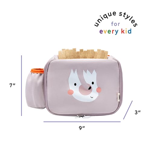Toddler Lunch Bag for Girls and Boys, Lunch Box for Kids Ages 2–5, Fully Insulated with Padded Handle, Storage Pocket and Water Bottle Pocket, Lightweight, Easy to Clean, BPA-Free - Hedgehog