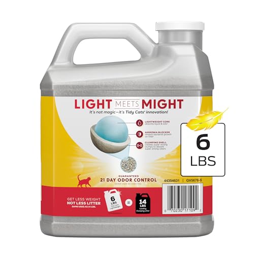 Purina Tidy Cats LightWeight 24/7 Performance Odor control, Multi-Cat, Clumping, 99.9 Percent Dust Free Cat Litter - 6 lb. Jug
