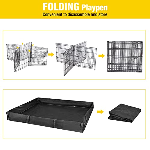 Aivituvin Pet Playpen, Small Animal Cage, Exercise Pen and Enclosure with Waterproof Floor Mat and Door- Package is Extension Playpen ONLY