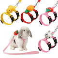 4 Sets Adjustable Bunny Rabbit Harness and Leash Set Small Pet Cute Vest Harness Leash with Decoration for Bunny Ferret Small Pets(Designs: Rabbit/Carrot/Duck/Strawberry)