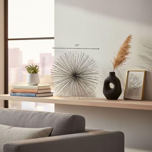 Modern Day Accents Erizo Spiked Large Silver Sphere, L - color: Silver, size: Large