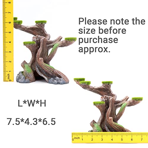 relaqcc Reptile Decor Aquarium Decorations Artificial Moss Resin Fish Tank Rocks Simulation Hollow Tree Leopard Gecko Trunk Accessories Aquarium View（Medium） - size: Medium-A