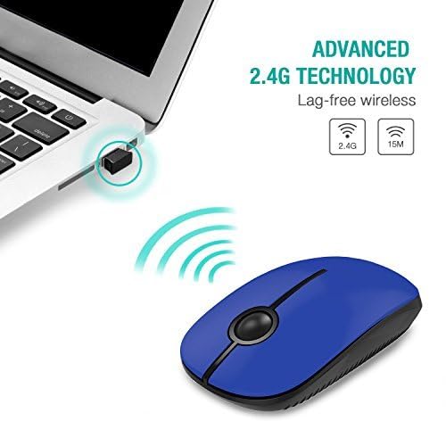 VssoPlor Wireless Mouse, 2.4G Slim Computer Laptop Mouse, Black Blue | Portable Mouse, Plug & Play USB Nano Receiver, Quiet Silent Optical Mice for Notebook, PC, Laptop, Computer, Windows, Mac - color: Black Blue