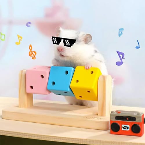Hamster Chew Toy Wood Platform - Colorful Wooden Block for Small Animals Like Chinchilla, Gerbil, Guinea Pig, Rat, Chipmunk, Squirrel, Sugar Glider, Dwarf Hamster - Teeth Grinding, Exercise