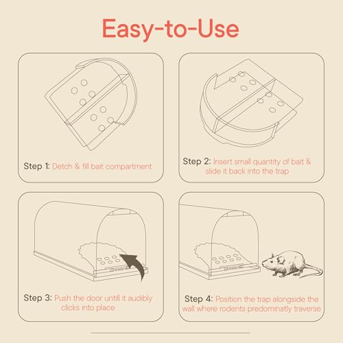 Campior Humane Mouse Trap Pack of 6, Live Mouse Traps Catch and Release for Indoors & Outdoors, Pet & Child Safe, 6.69" Reusable Plastic Mouse Cage with Spring Door, Cleaning Brush Included, Brown - size: Pack of 6