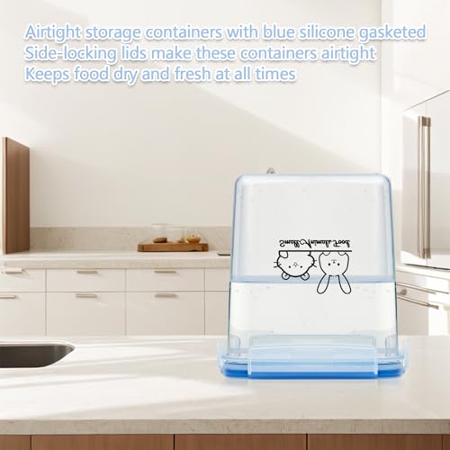 Pet Food Storage Containers,Airtight Small Animals Food Container,Cat Food Storage Container,Jars Dispenser Set with Lids,Multi Size3.52Qt/4L and2.2Qt/2.5L,for Wild Bird Seed Dispenser|BPA Free/Clear