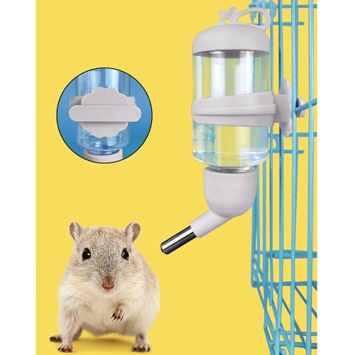 125ml Guinea Pig Water Bottle/Feeder for Hamsters/Hedgehogs/Gliders/Rabbit/mouses/Other Small Pets and Animals,Suitable for Cages, Boxes or Wall-Mounted (Grey, 125ml) - color: Grey