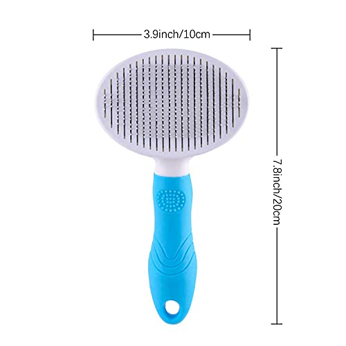 Self Cleaning Slicker Brush - Cat Brush Skin-Friendly Deshedding Grooming Massaging Tool for Long & Short Haired Pets, Cat Hair Brushes Removes Undercoat for Dogs Cats Rabbits-UPGRADED (2Pack Blue) - color: 2Pack Blue