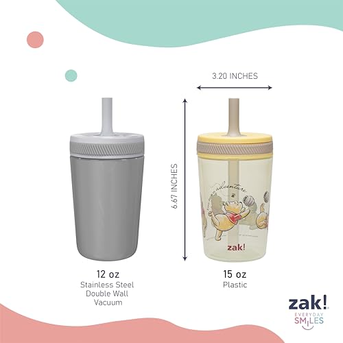 Zak Designs Disney Winnie the Pooh Kelso Toddler Cups For Travel or At Home, 15oz 2-Pack Durable Plastic Sippy Cups With Leak-Proof Design is Perfect For Kids (Winnie the Pooh & Friends) | BPA Free, Plastic, Sippy Cups, Cup Holder Friendly, Dishwasher Saf