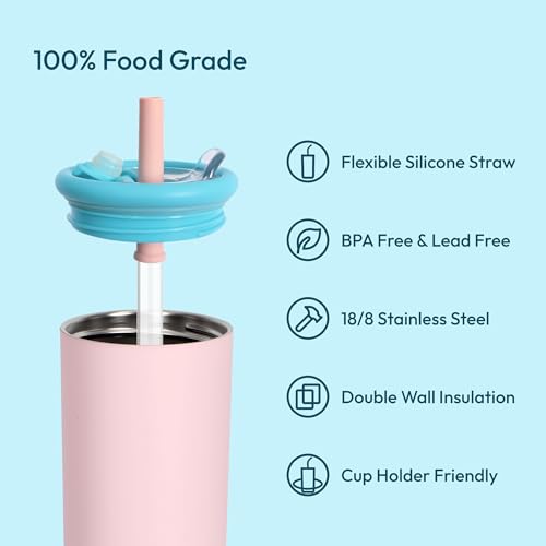25 oz Candy Tumbler, Insulated Water Bottle with Straw Lid | Double Wall Stainless Steel, 2-in-1 Lid, Flexible Straw, Cup Holder Friendly, Dishwasher Safe, BPA Free, Dark Black - color: Dark Black, size: 25 Ounces