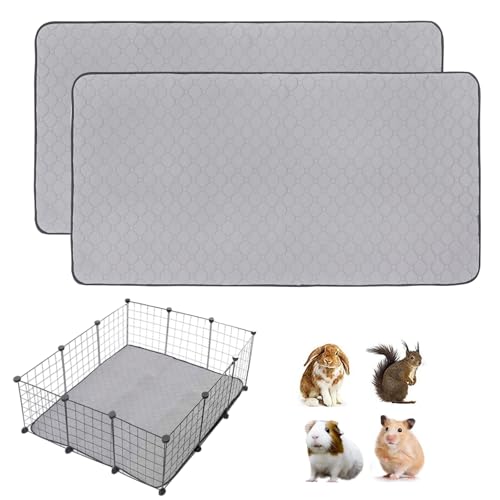 Guinea Pig Cage Liners, 36''X36'' Washable Guinea Pig Pee Pads, Non Slip Reusable Super Absorbent Guinea Pig Training Mat Bedding Fleece for Small Animals Hamster Rabbit Chinchilla Rat, 2Pack - size: C&C 3x3(36" x 36") 2Pack