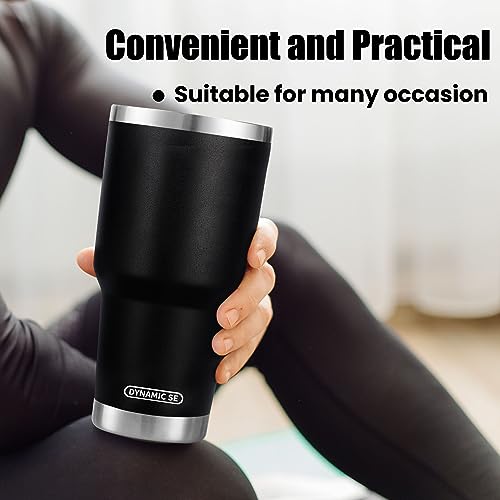 D·S 30 oz Black Tumbler with Straw and Lid Insulated Travel Coffee Mug | Double Wall Vacuum Suit Cold and Hot Drink Fits in standard car cup holders With Splash-Proof Lid - color: Black