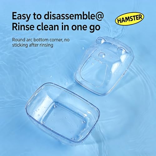 Hamster Bathtub,Sand Bath Container,Mouse dig Box,Splash Proof Hamsters Sand Box Bathroom,Transparent House sandbath for Hamsters,Hamster Toilet Small Animal Habitat Décor(M 5.7 * 4 * 4inches)