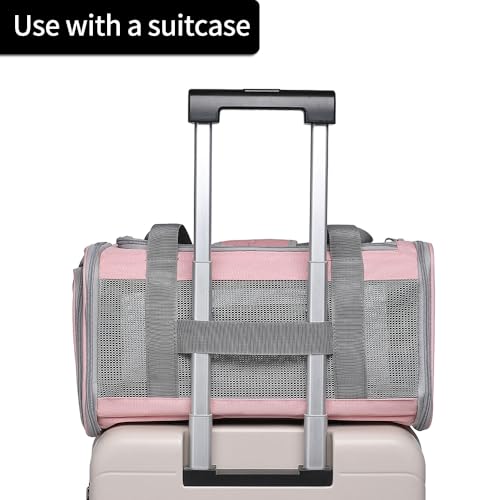 Airline Approved Pet Carrier for Cats and Small Dogs, Breathable and Collapsible Design, Portable Travel Bag for Bearded Dragon, Puppies Animal Hangbag, Rabbit Cage (Pink, Small) - color: pink