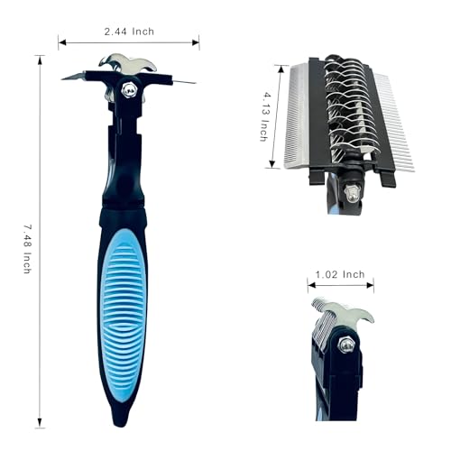 3-in-1 Pet Grooming Brush for Dogs & Cats, Stainless Steel Deshedding Detangler Undercoat Rake for Long Short Hair