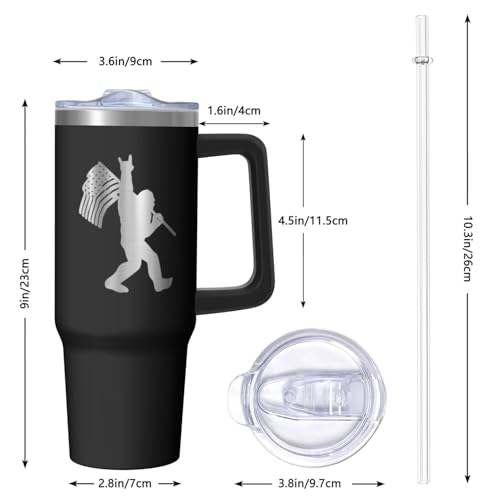 30oz Bigfoot Stainless Steel Tumbler with Handle and Straw,Sasquatch Big Foot Lover Laser Engrave Insulated Cup Water Bottle with Lid and Straw,Women Gifts - color: Bigfoot