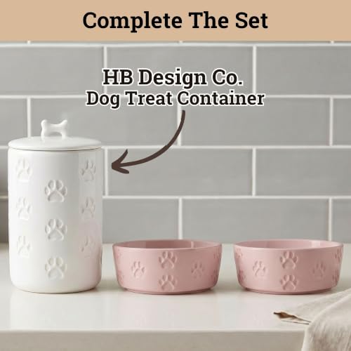 Ceramic Dog Bowl Set of 2 with Anti-Skid Base, 5.5"W x 2"H, 2 Cup Capacity | Thick Ceramic, Dishwasher Safe, Anti-Skid Rubber Base, 2 Cups per Bowl, Ceramic Food and Water Bowls Set of 2 for Small Dogs - color: Blush Pink, size: Small