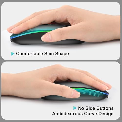 cimetech Wireless Mouse for Laptop, M01 Rechargeable Silent LED Computer USB Mice, [BT5.1 and 2.4G Receiver] Dual Mode Slim Sleek, Plug and Play for iPad Mac Chromebook Tablet PC Notebook | 2.4G & BT Slim Mouse for MacBook,Silent Click, 1600 DPI for Offic