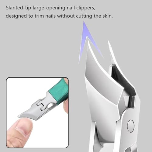 Angled Nail Clippers Green Eagle Beak Oblique Slanted Curved Thick Professional Nail Clippers for Women Adult Men Ingrown - style: Modern