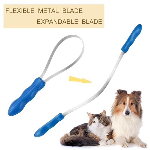 Dual-Sided Shedding Blade Dog Hair Brush - Stainless Steel Grooming Tool for Horses, Cattle, Sheep with Comfort Grip - Fine & Coarse Teeth for Long and Short Hair（2 Pcs）