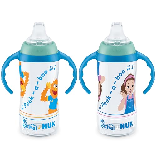 NUK Learner Cup, Ms. Rachel, 10 oz, 8+ Months, 2 pack – Soft Spout, Easy-Grip Handles, BPA Free, Spill Proof Transition Sippy Cup - color: Ms. Rachel