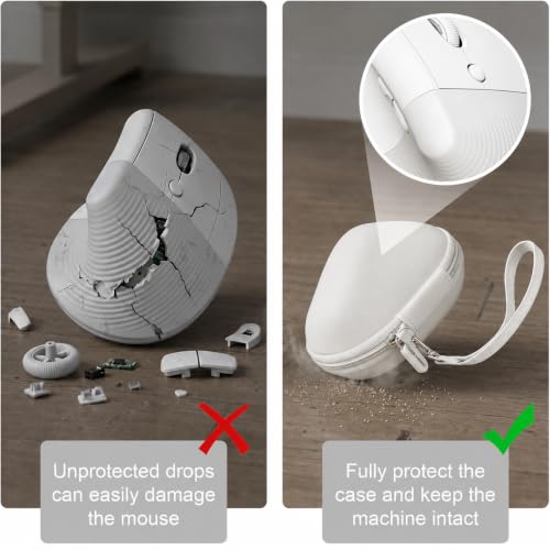 ANKHOH Case for Logitech Lift Vertical Ergonomic Mouse, White | Hard EVA case for Wireless Bluetooth Upright Device, Made for Daily Storage and Travel Protection, Bag Only - color: White