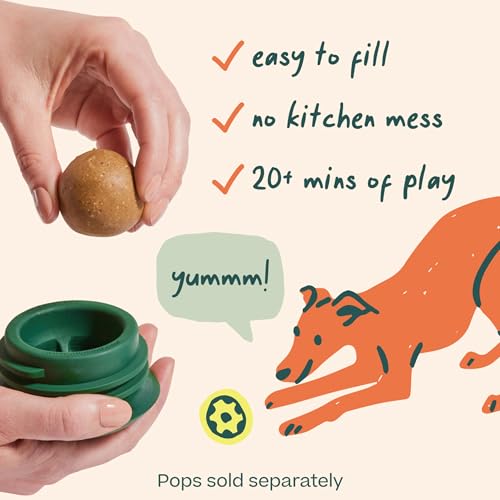 WOOF Pupsicle Interactive Dog Ball Toy for Dogs Small 10-25 lbs - Green | Long-lasting enrichment toy for small dogs, easy-fill design, low-mess play, made of natural rubber, easy to clean - color: Green, size: Small