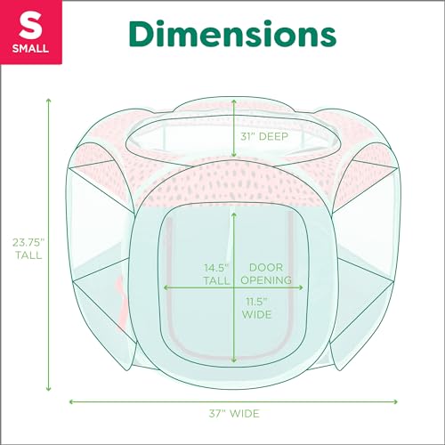 Furhaven Portable Dog Playpen Cat Tent, Pet Playground,Kennel Foldable Indoor Outdoor Zippered Puppy Crate - Green & Pink, Small - color: Green & Pink, size: Small