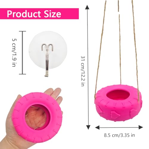 Colours Hermit Crab Tire Swing,Suction Cup Hook Climbing Toy,Hermit Crab Terrarium Accessories - A Must-Have for Any Reptile Amphibian Small Aquatic Animals Lover（Pink） - color: Pink