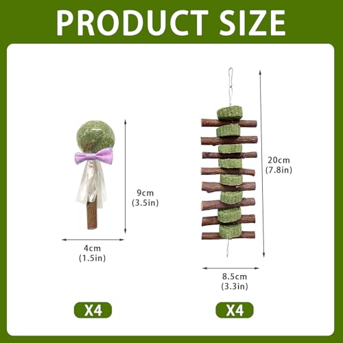 Morezi Guinea Pig Toys Bunny Chew Toy Rabbit Enrichment Accessories for Bunnies Chinchillas Hamsters Mice 8 Sets