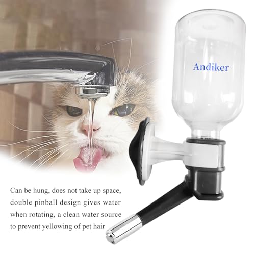 Andiker No-Drip Dog Water Dispenser Bottle-Dog Kennel Cage Water Dispenser Water Drinker Kettle for Pets can be Raised and Lowered Drinking Water Feeding Cage Water Bottle for Dogs (Black) - color: Black