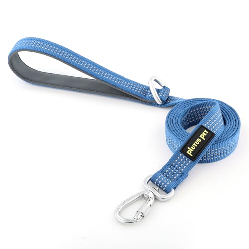 Plutus Pet Heavy Duty Dog Leash with Lockable Aluminum Carabiner, 6 FT Long | Double-Sided Reflective Nylon, Padded Handle, Heavy Duty, for Puppy Small Medium and Large Dogs (Blue, 4/5" x 6') - color: Blue, size: 4/5" x 6'